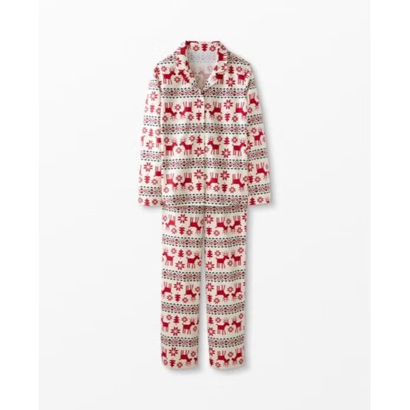 HANNA ANDERSSON Flannel Pajama Set Women's Size XL Reindeer Snowflake Christmas - Picture 1 of 12